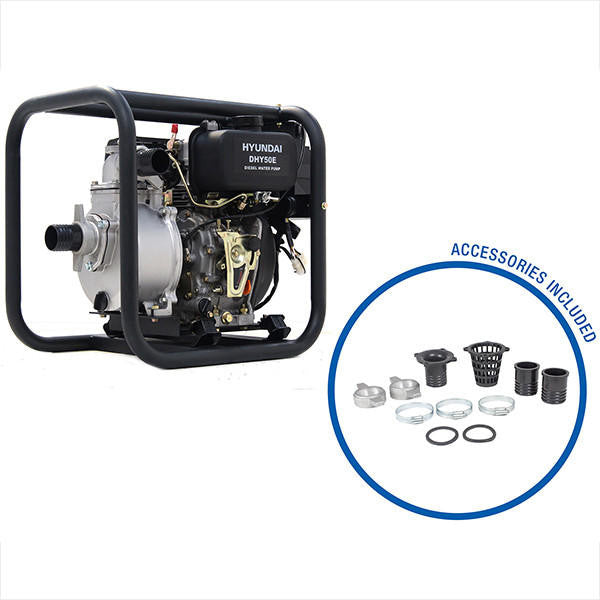 Hyundai 50mm 2''Diesel Water Pump, 33m Total Head, 8m Lift, 600L/min Flow Rate, 6hp, 221cc| DHY50E