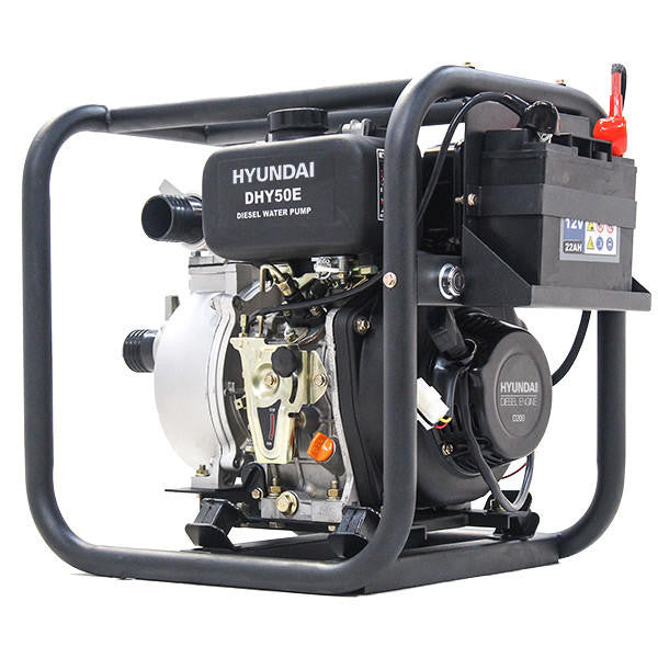 Hyundai 50mm 2''Diesel Water Pump, 33m Total Head, 8m Lift, 600L/min Flow Rate, 6hp, 221cc| DHY50E