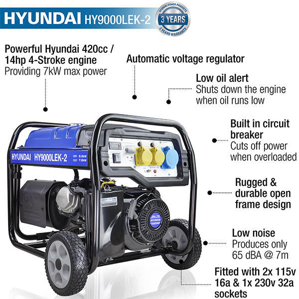 420cc / 14hp single-cylinder 4-stroke petrol generator