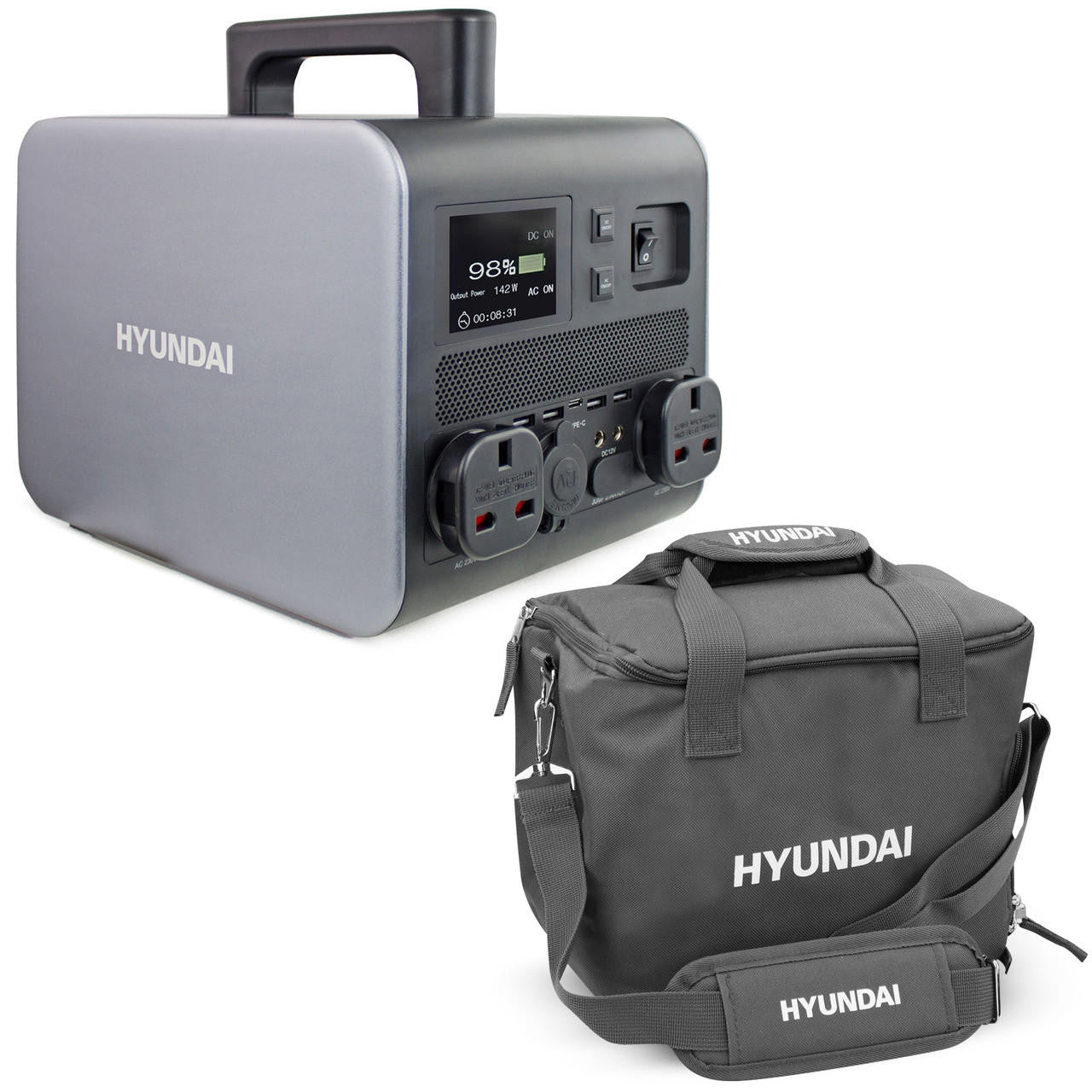 Hyundai 600W Portable Power Station HPS-300 with Shoulder Bag