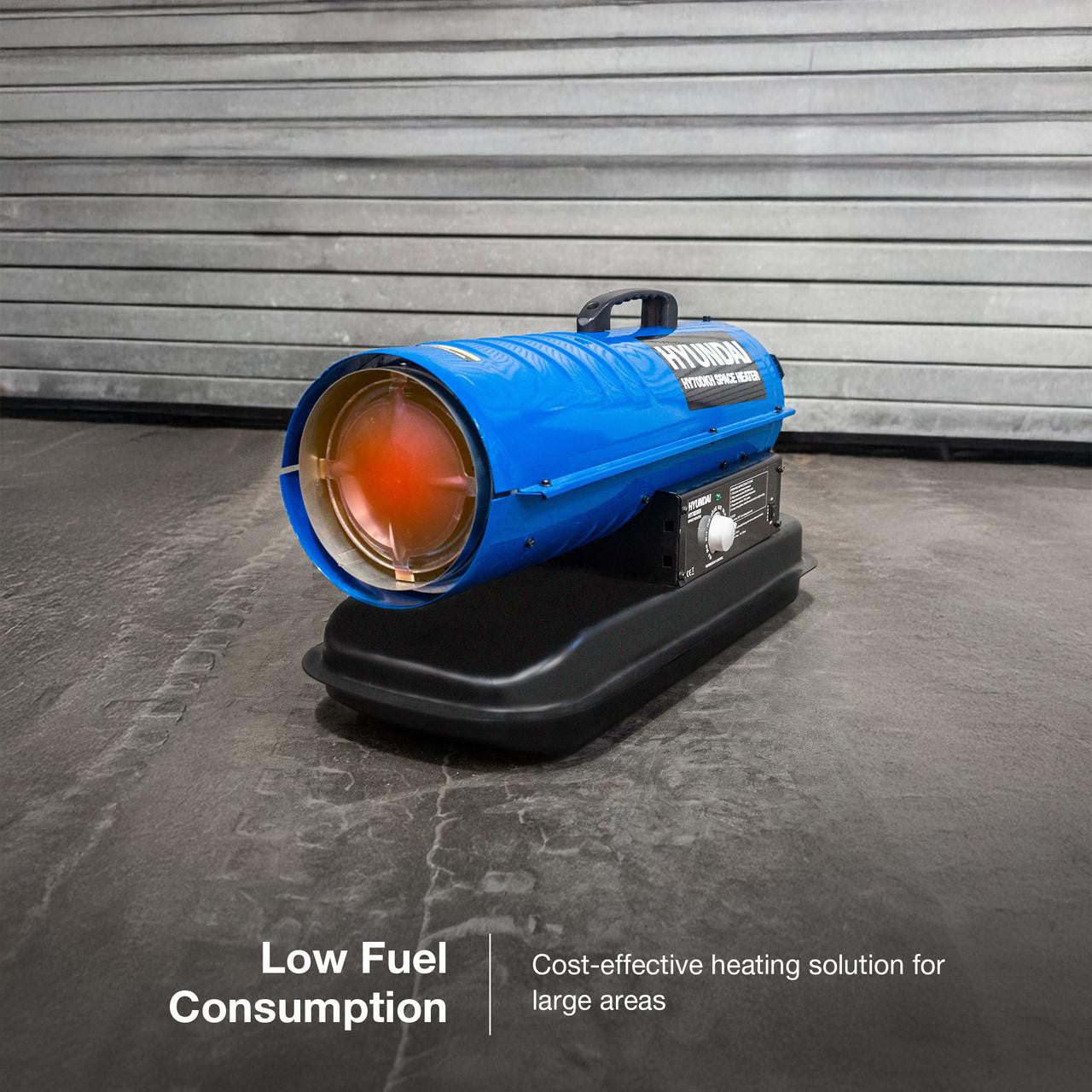 Hyundai 70,000BTU / 20kW Diesel or Kerosene Space Heater, 496m3 Coverage, Thermostat | HY70DKH