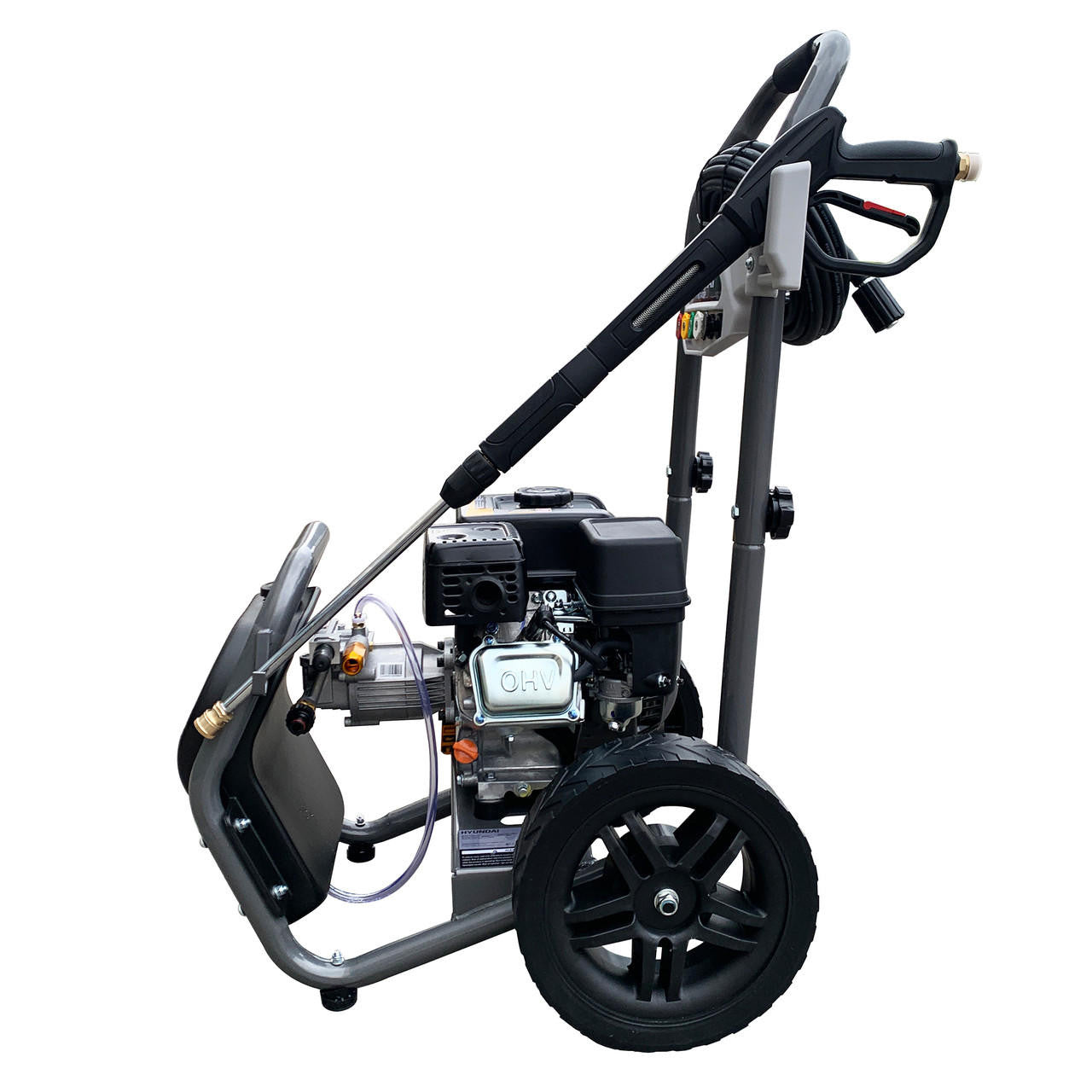 Hyundai 209cc 3400psi Petrol High-Pressure Washer, 5 Nozzle Attachments, Axial Pump, 10m Hose & 5L Detergent Tank | HYW3400P
