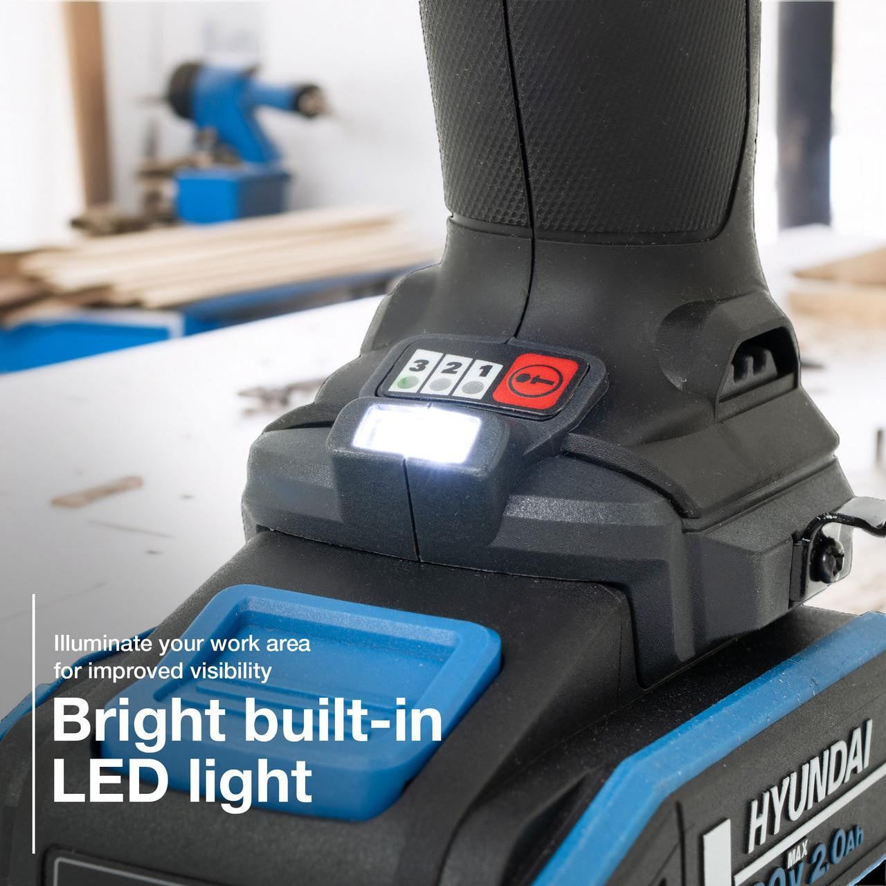 Hyundai 20V Cordless 65Nm Hammer Drill and 230Nm Impact Driver Brushless Kit, 2x 2.0Ah Li-ion Batteries and 2A Charger  | S01-T2B