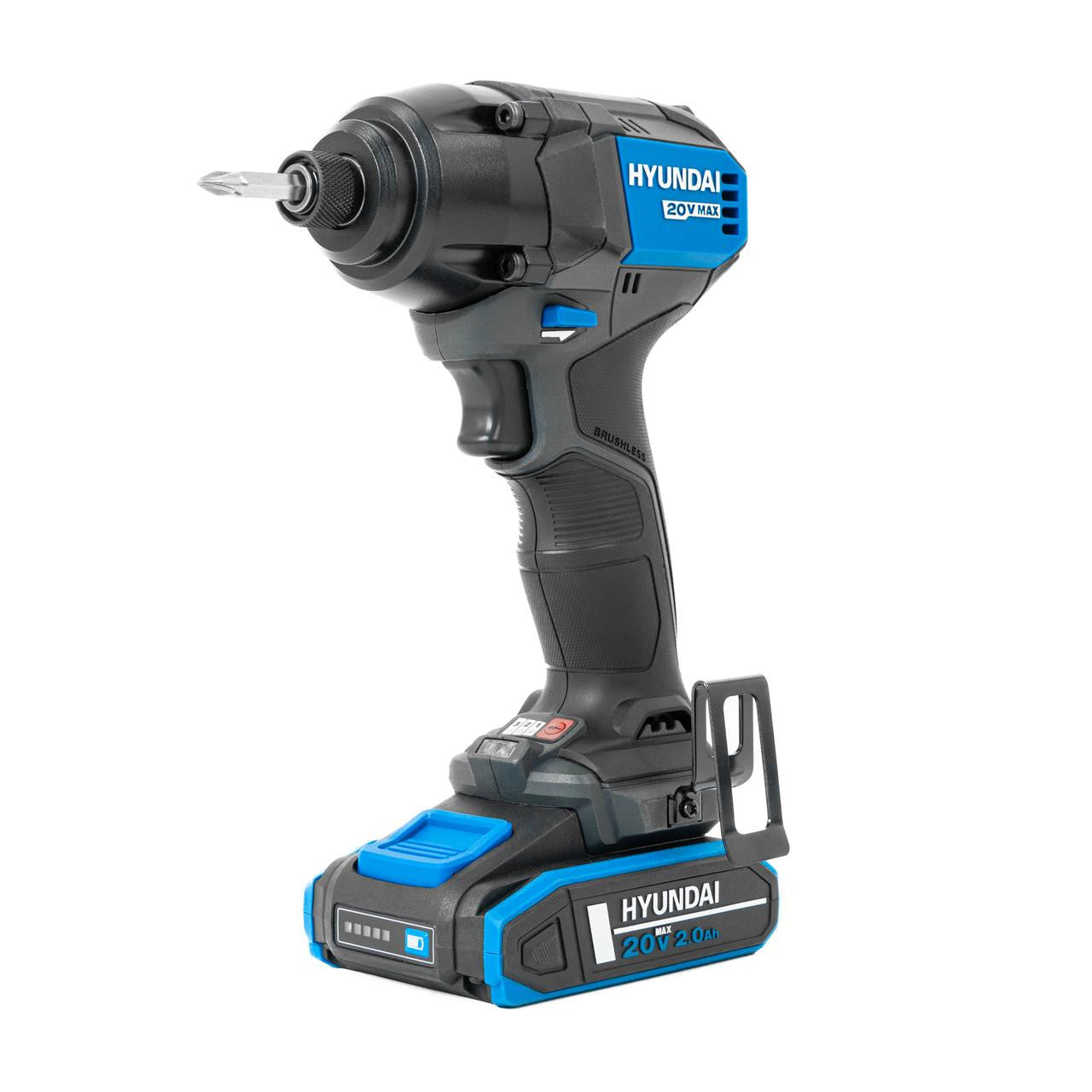 Hyundai 20V Cordless 65Nm Hammer Drill and 230Nm Impact Driver Brushless Kit, 2x 2.0Ah Li-ion Batteries and 2A Charger  | S01-T2B
