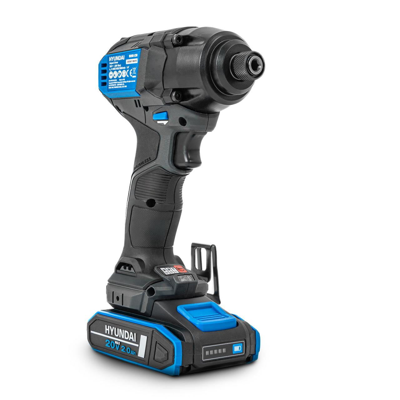 Hyundai 20V Cordless 65Nm Hammer Drill and 230Nm Impact Driver Brushless Kit, 2x 2.0Ah Li-ion Batteries and 2A Charger  | S01-T2B