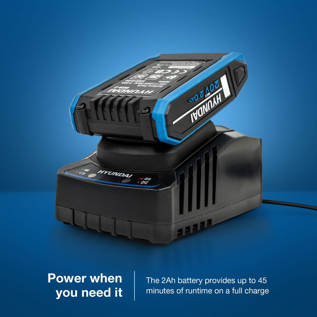 Hyundai 20V Cordless 65Nm Hammer Drill and 230Nm Impact Driver Brushless Kit, 2x 2.0Ah Li-ion Batteries and 2A Charger  | S01-T2B