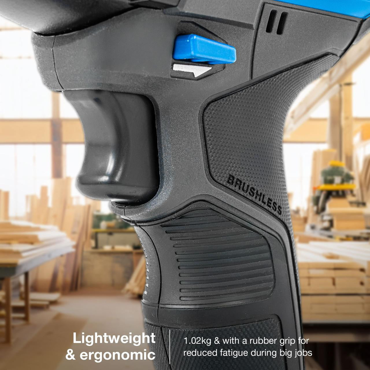 Hyundai 20V Cordless Hammer Drill 60Nm and Angle Grinder 115mm Brushless Kit, inc. 2.0Ah and 4.0Ah Li-ion Battery and 2A Charger  | S02-FTB