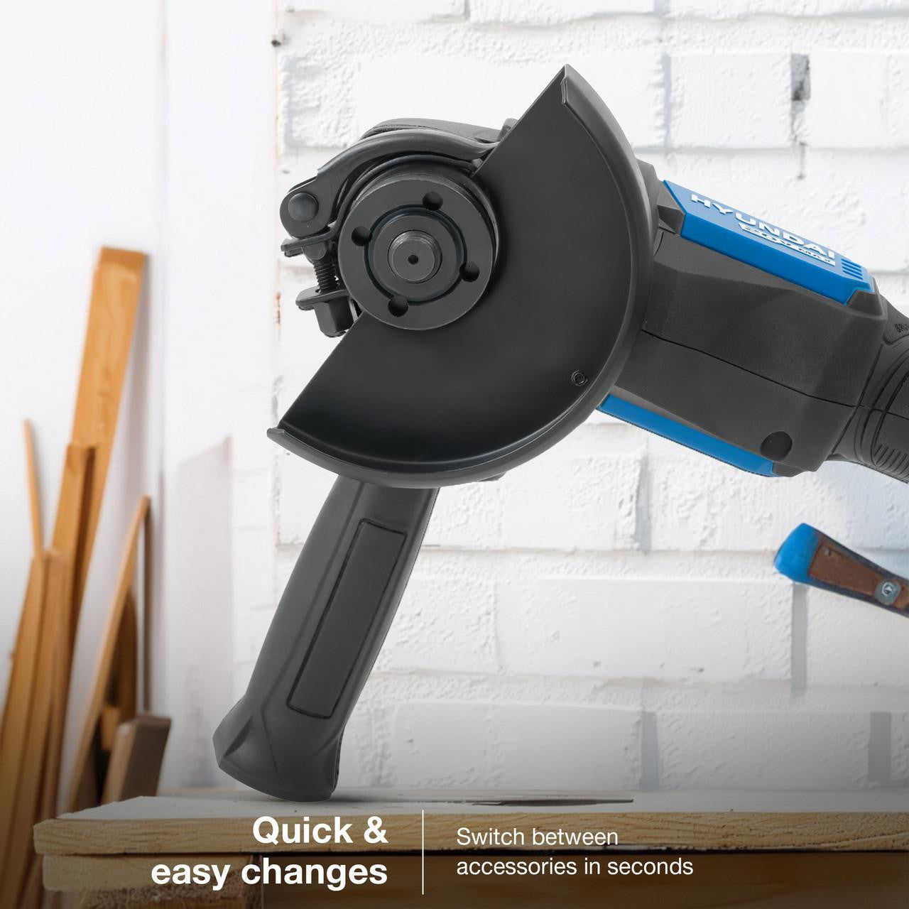 Hyundai 20V Cordless Hammer Drill 60Nm and Angle Grinder 115mm Brushless Kit, inc. 2.0Ah and 4.0Ah Li-ion Battery and 2A Charger  | S02-FTB