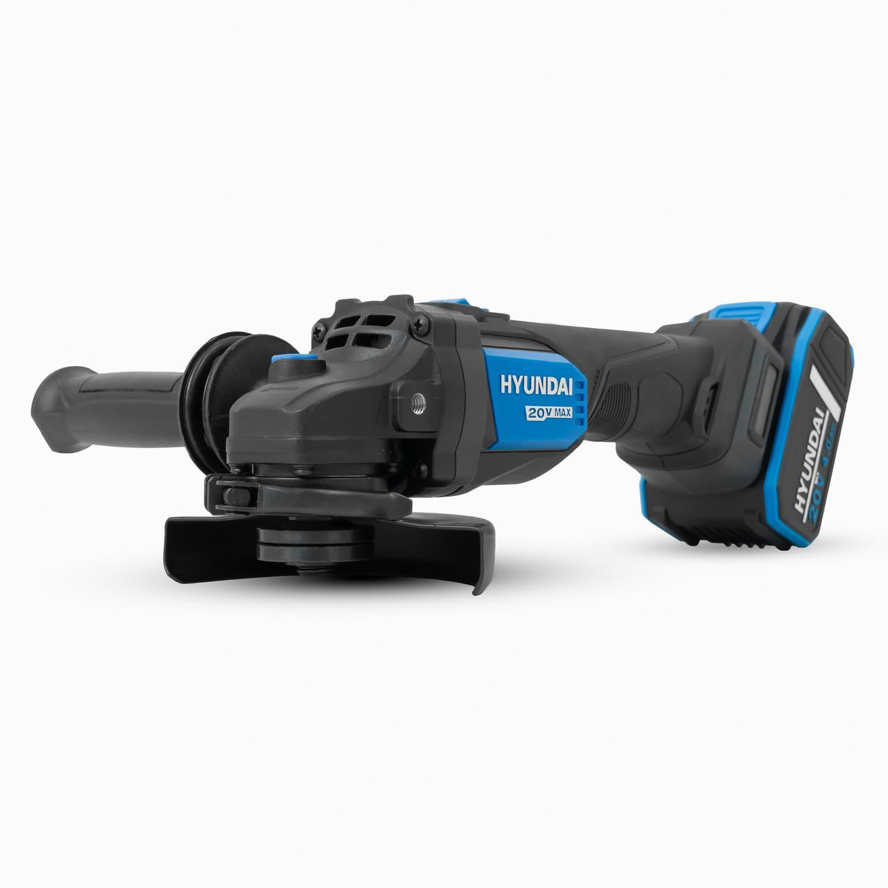 Hyundai 20V Cordless Hammer Drill 60Nm and Angle Grinder 115mm Brushless Kit, inc. 2.0Ah and 4.0Ah Li-ion Battery and 2A Charger  | S02-FTB