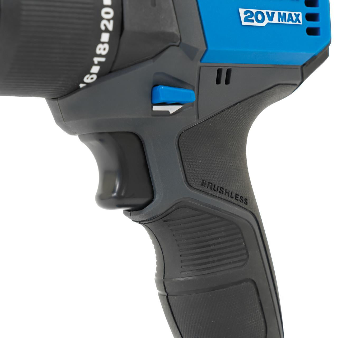 Hyundai 20V Cordless Hammer Drill 60Nm and Angle Grinder 115mm Brushless Kit, inc. 2.0Ah and 4.0Ah Li-ion Battery and 2A Charger  | S02-FTB