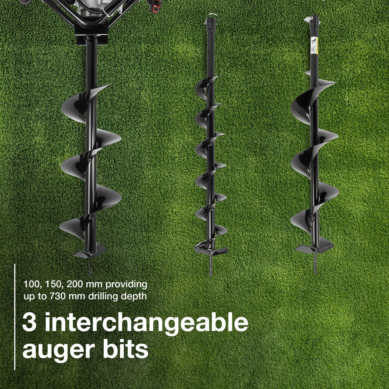 3 Interchangeable Auger Bits