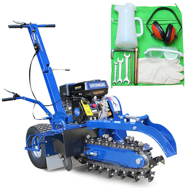 Hyundai 210cc 7hp Petrol Trencher, Recoil Start, 450mm Depth | HYTR70