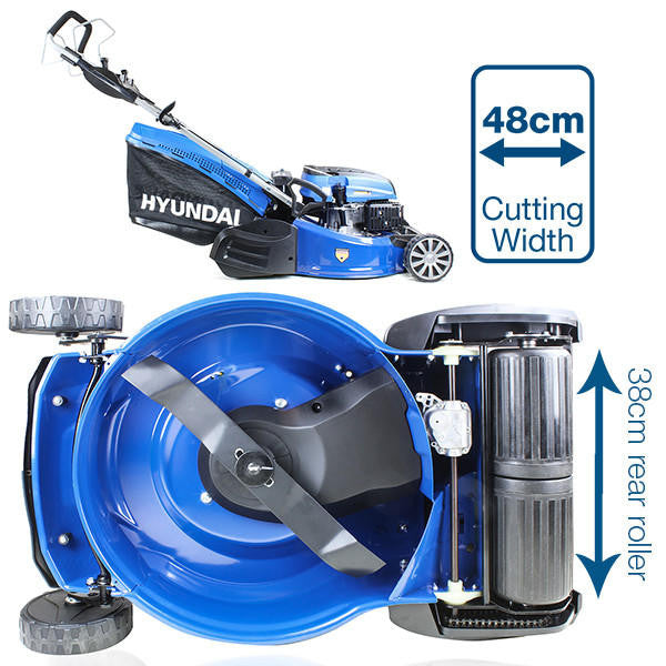 Hyundai 19" 48cm / 480mm Self Propelled Electric Start 139cc Petrol Roller Lawnmower | HYM480SPER