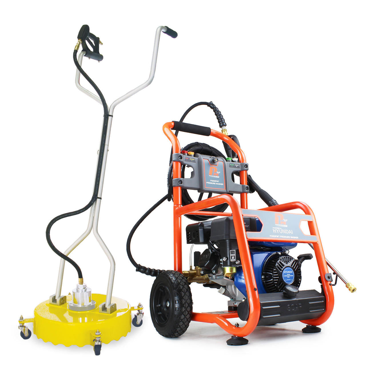 P1 3200psi 214bar Commercial Petrol Pressure Washer,212cc Hyundai Engine, 11L/min & 18" Rotary Flat Surface Cleaner | P3200PWT+85.403.005