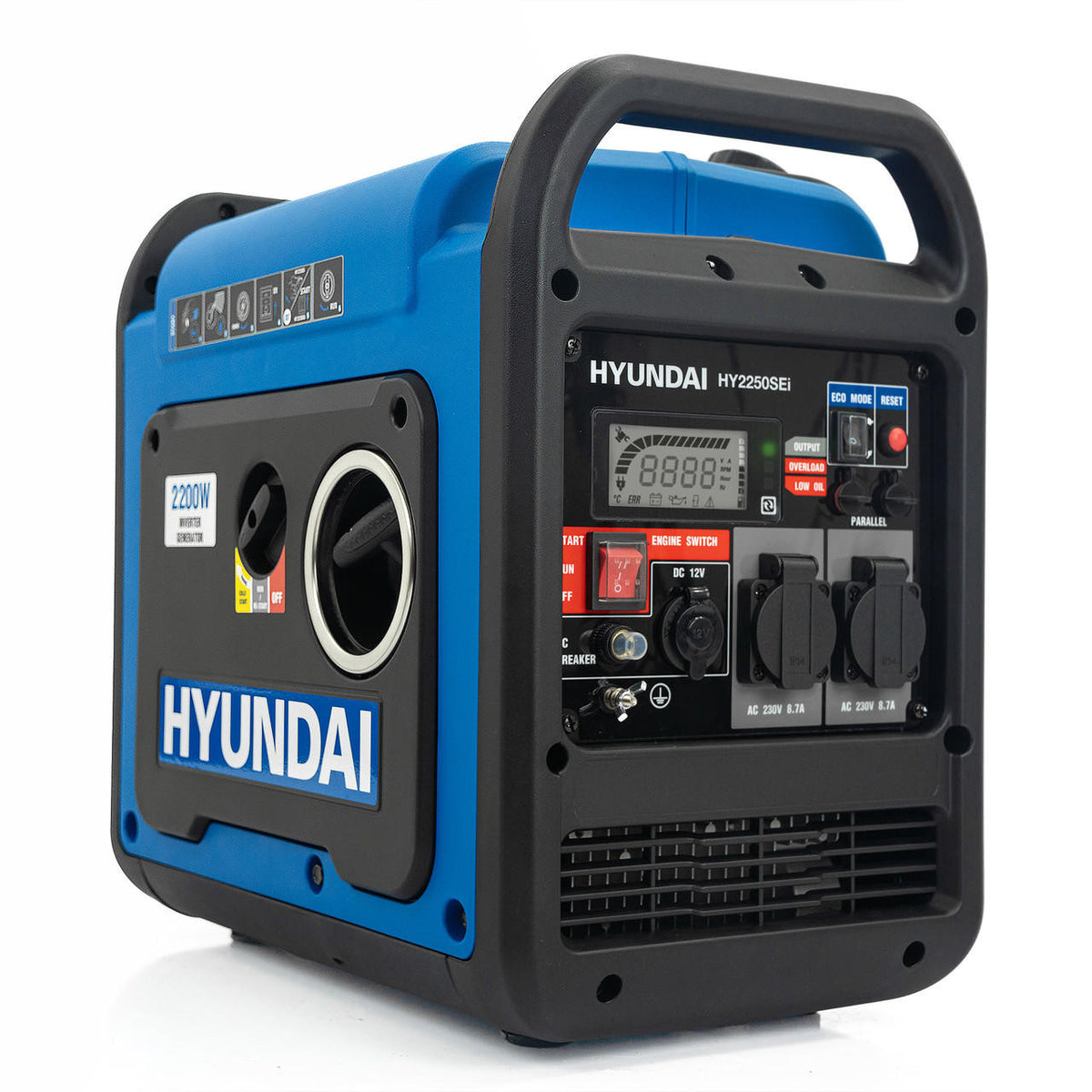 2200W 2.2kW Petrol Inverter Generator Electric Start Pure Sine Wave Output Lightweight Quiet Running HY2250SEi