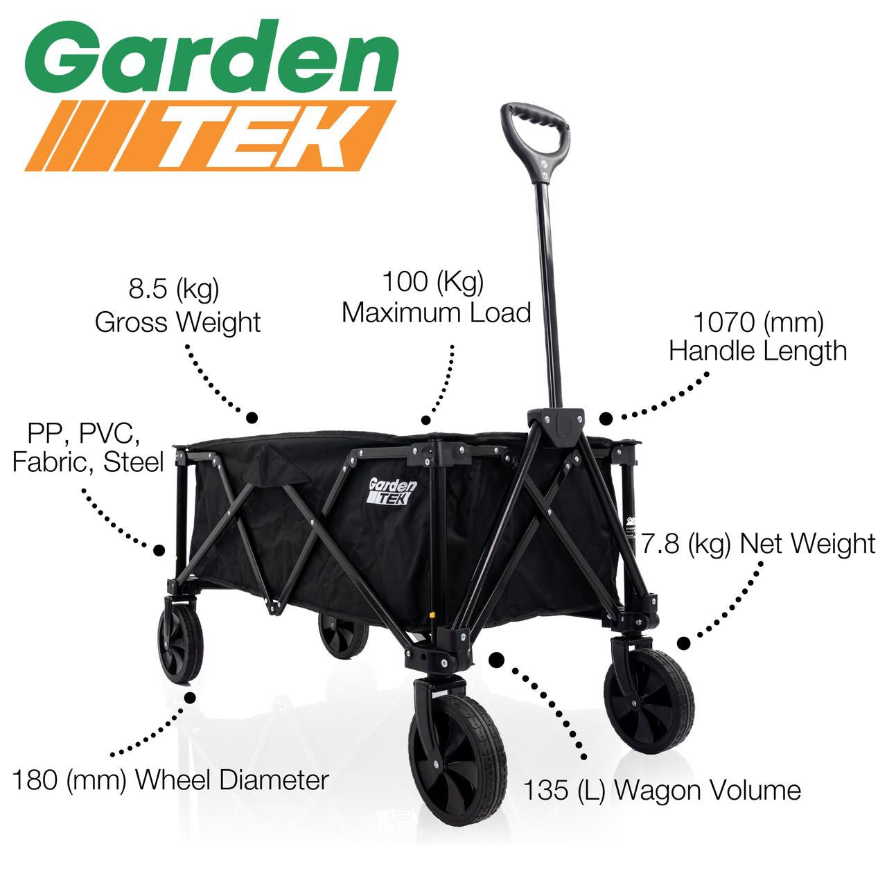 Hyundai 14" 35cm Electric Chainsaw 1600W 230V & Folding Trolley on Wheels, Garden Trolley 100kg | HYC1600E+GTW220