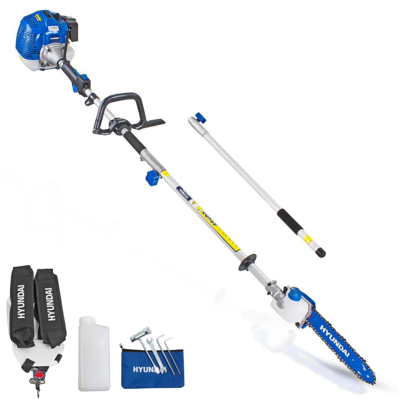 Hyundai 52cc Petrol Pole Saw Pruner ChainsaGTW220each 260mm Cutting Width & Folding Trolley on Wheels, Garden Trolley 100kg | HYPS5200X+GTW220