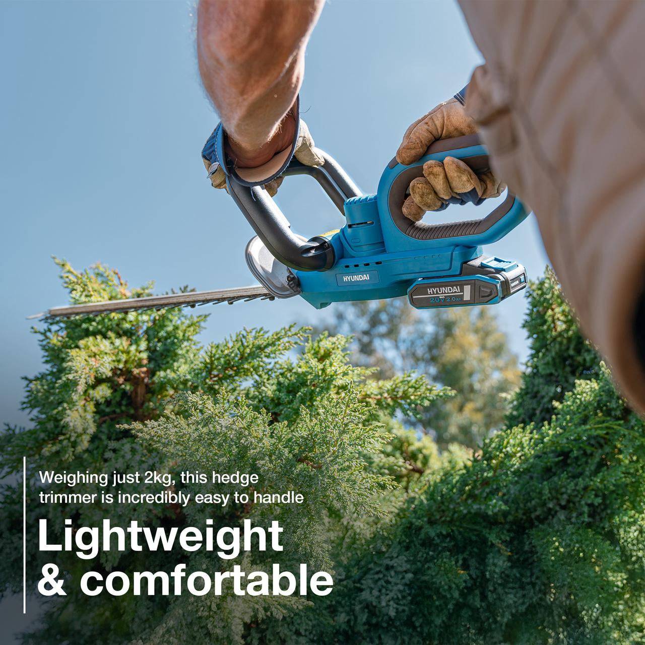 Hyundai 20V 510mm Cordless Hedge Trimmer, 2.0Ah Li-ion Battery, Lightweight & Powerful | HY20CHT