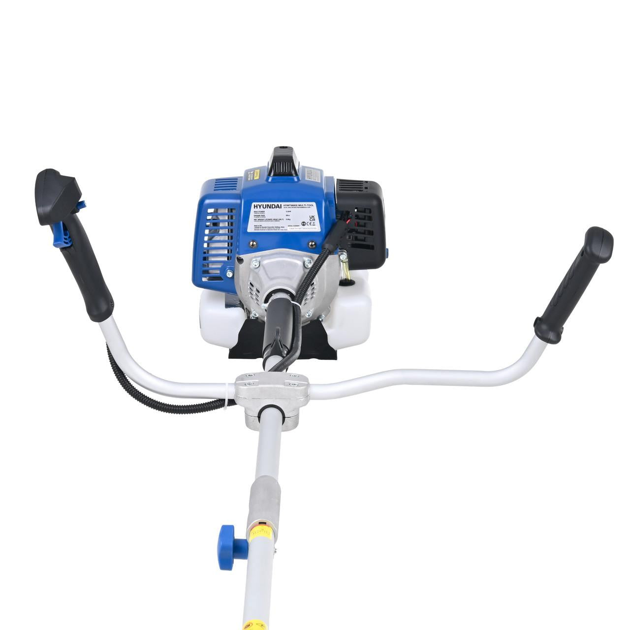 Hyundai petrol brushcutter handle controls and engine detail