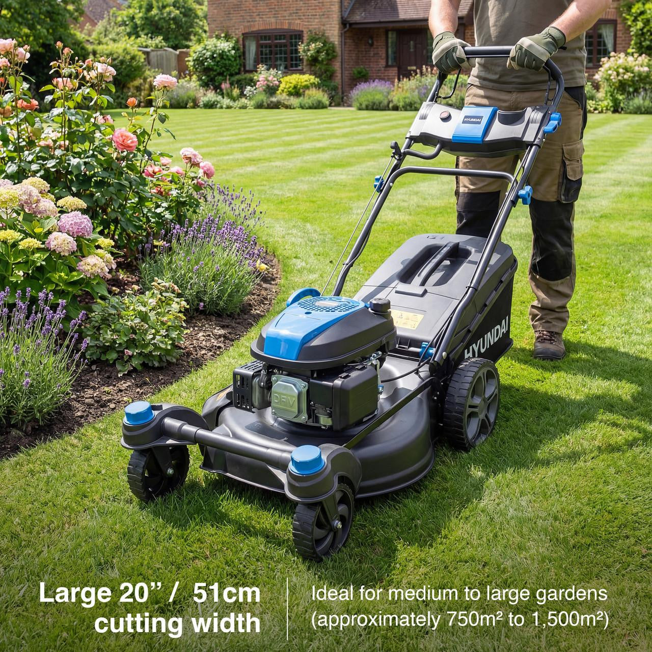 Zero turn Hyundai petrol lawn mower with self propelled rear wheel drive