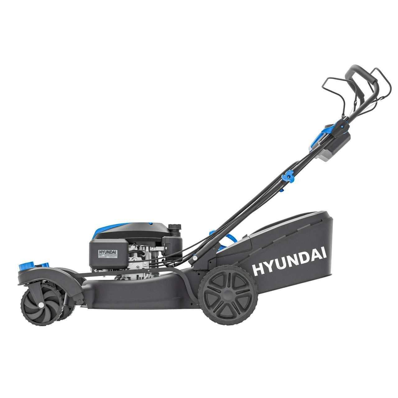 Hyundai HYM20200SPEZX side profile garden lawn mower with large wheels