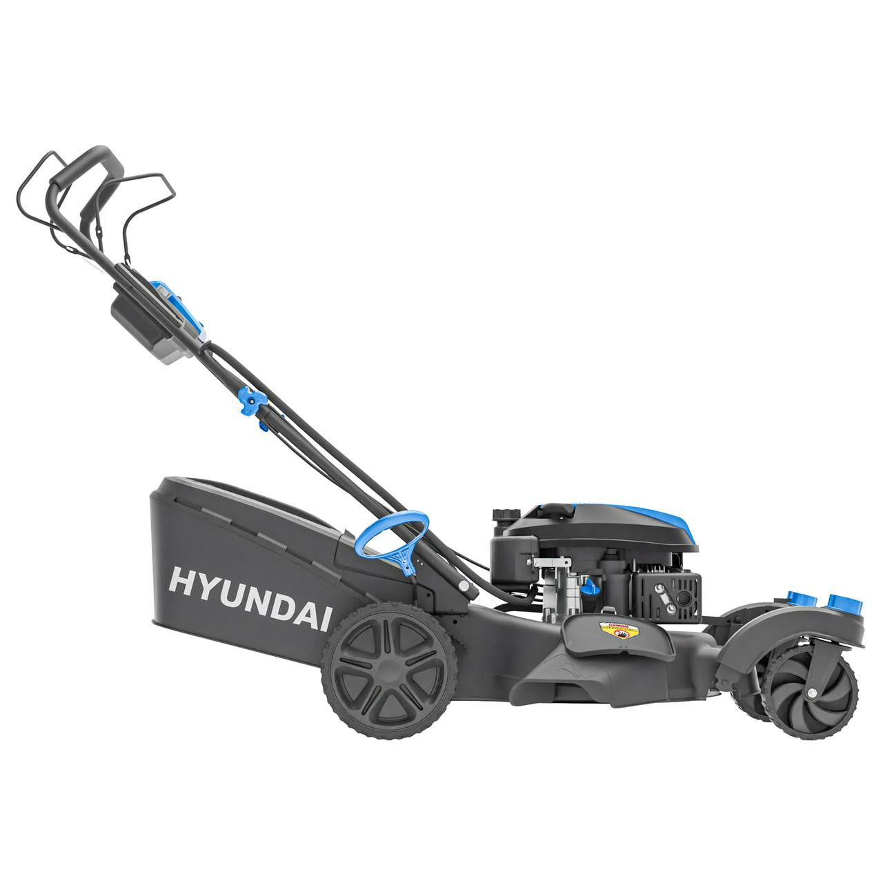 Hyundai electric start lawn mower control panel and handle detail