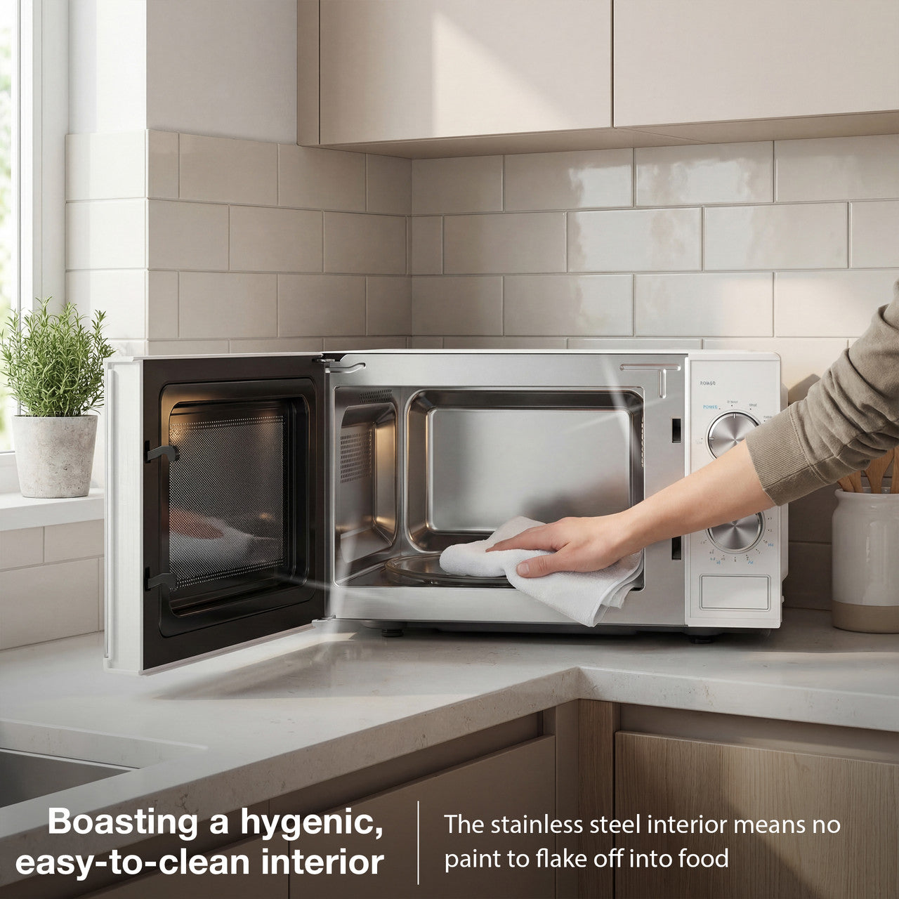 Hyundai solo microwave 800W 20 litre with stainless steel interior design