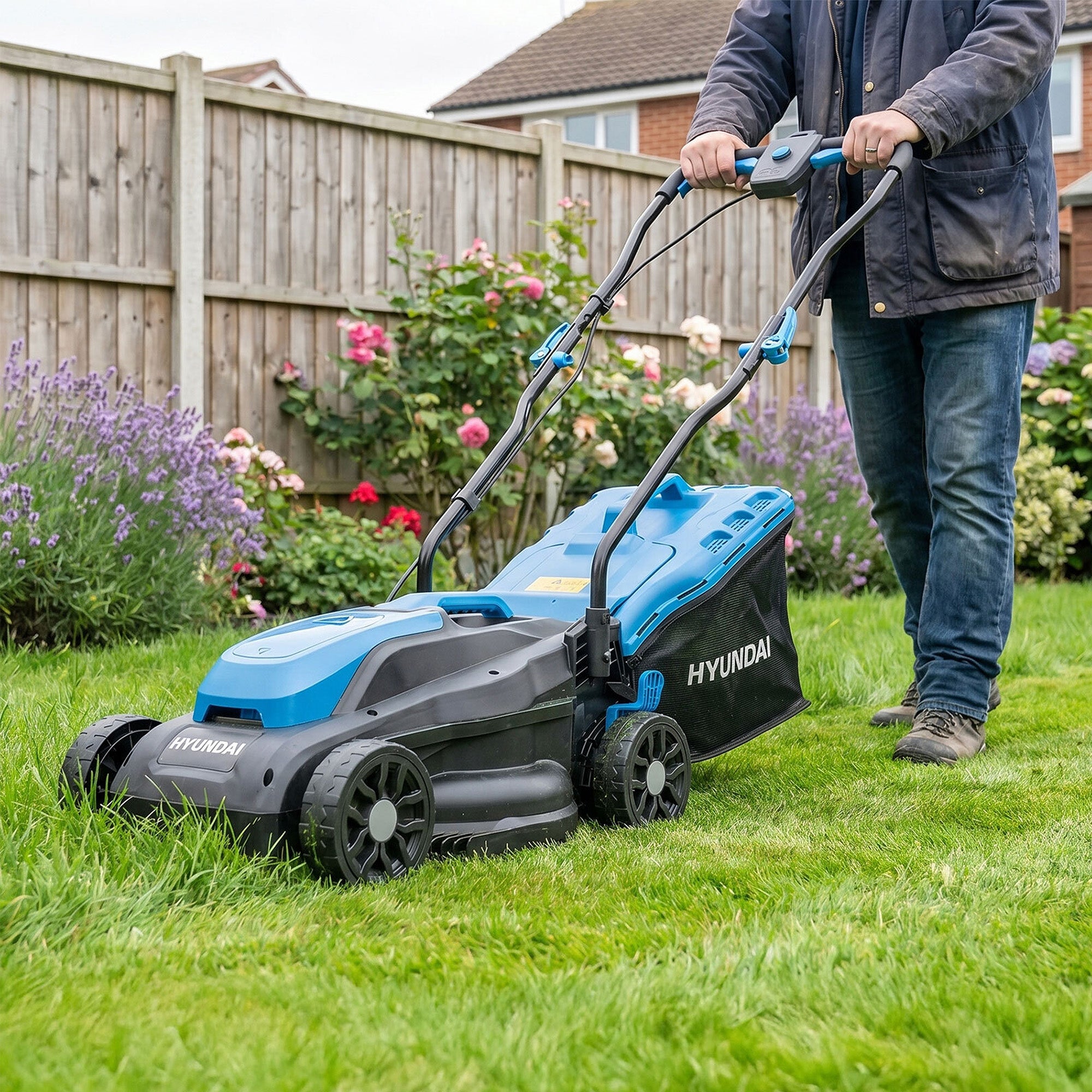 Hyundai 33cm / 13" 20V Brushless Cordless Lawnmower, 40min Runtime, 32L Collection Bag | HY20CLM33