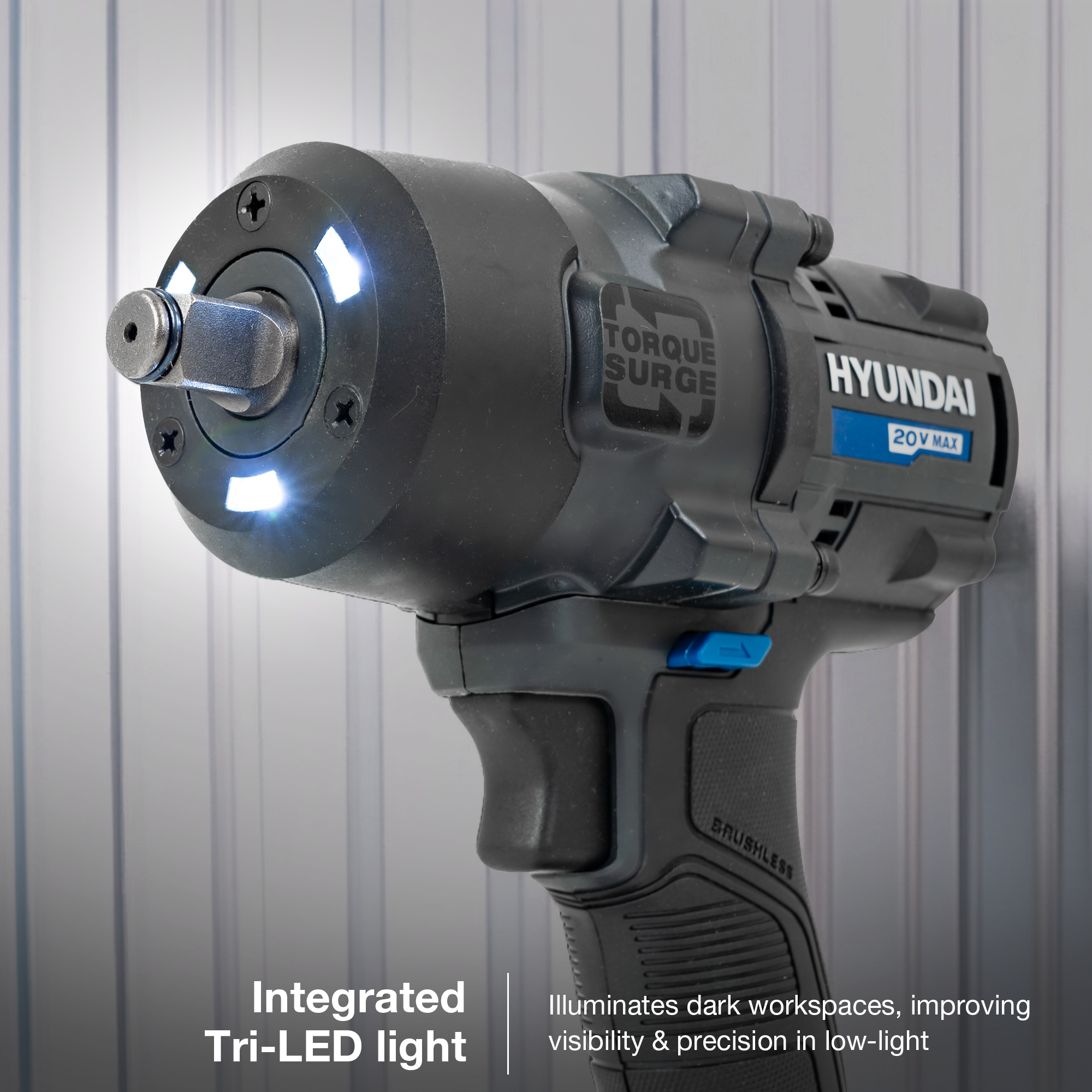 Hyundai 20V Cordless ½’’ Impact Wrench, 700Nm High-Torque with Friction Ring, 20V 4AH Battery & Charger | IW20X-700+BI20-4+C20-2