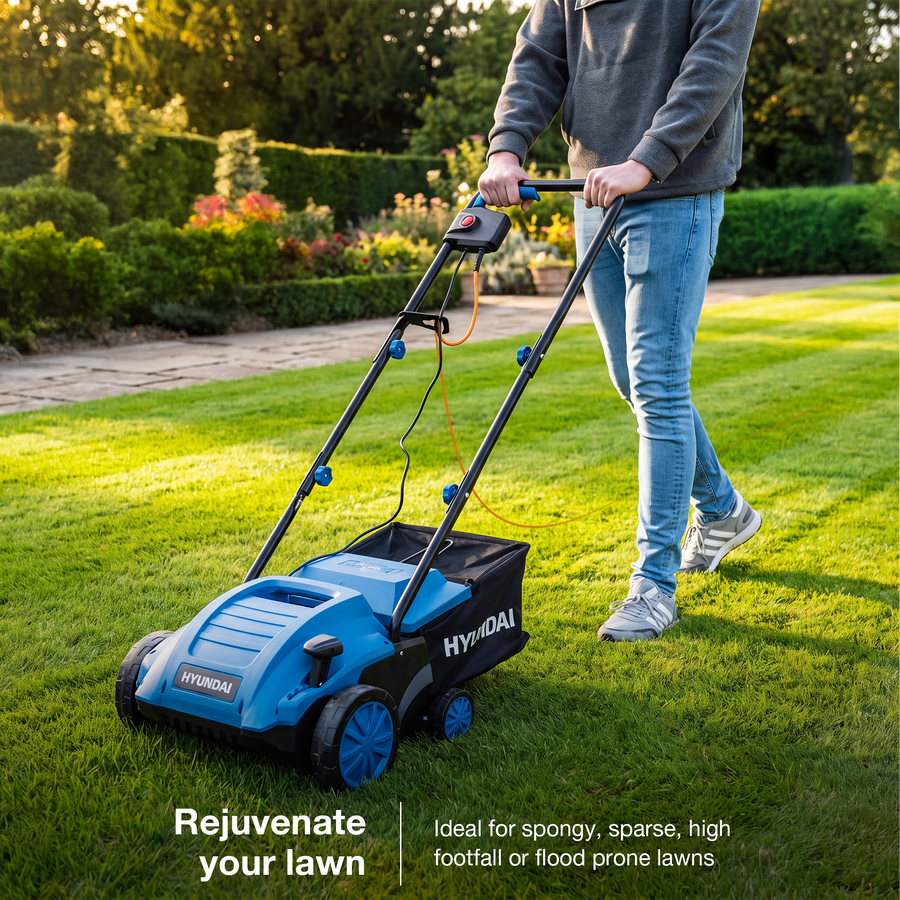 Hyundai 12.6'' / 32cm Electric Lawn Scarifier Aerator Lawn Rake 1500W 230V | HYSC1532E