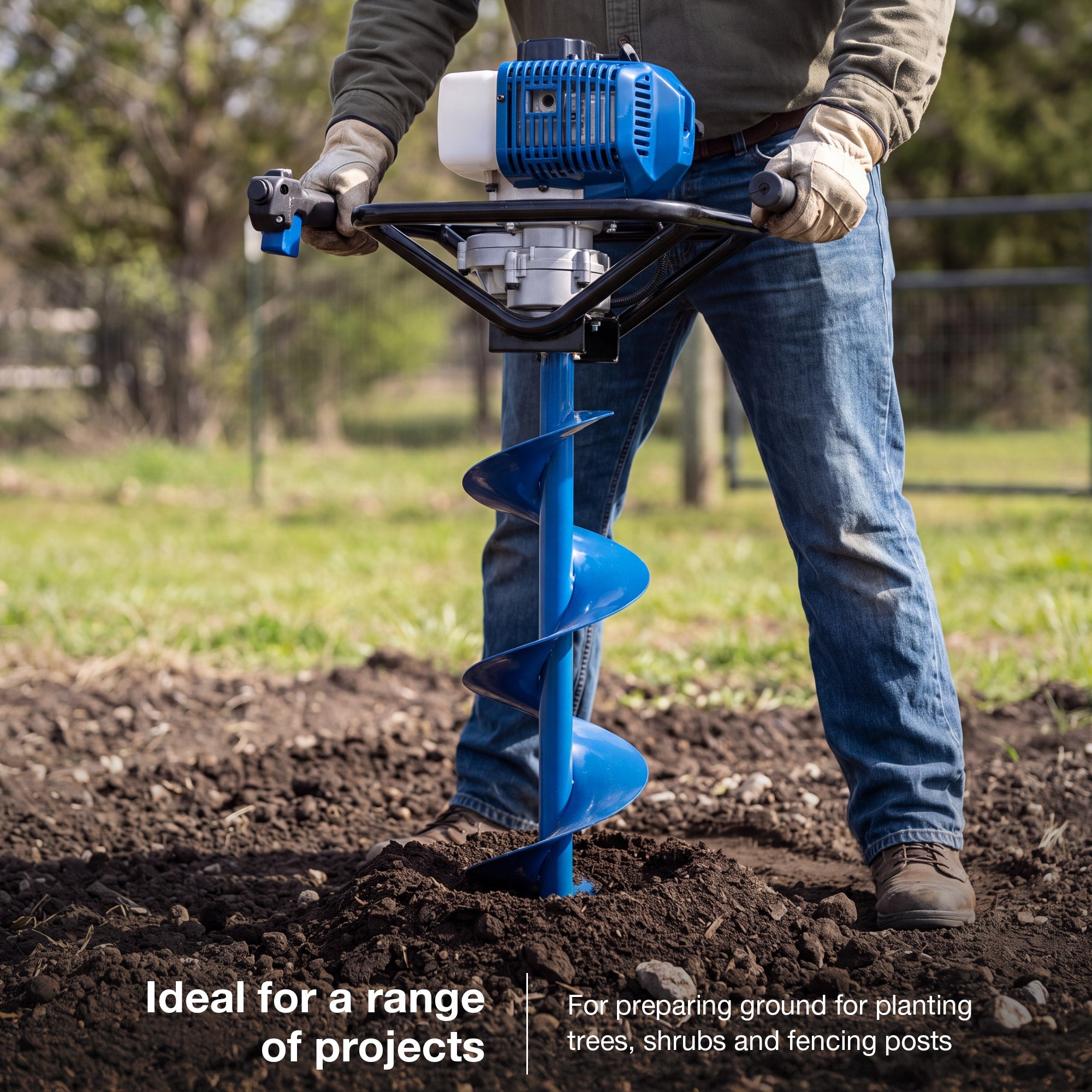 Hyundai 52cc Petrol Earth Auger, Post Hole Borer and Ground Drill - 100, 150 & 200mm| HYEA5200X