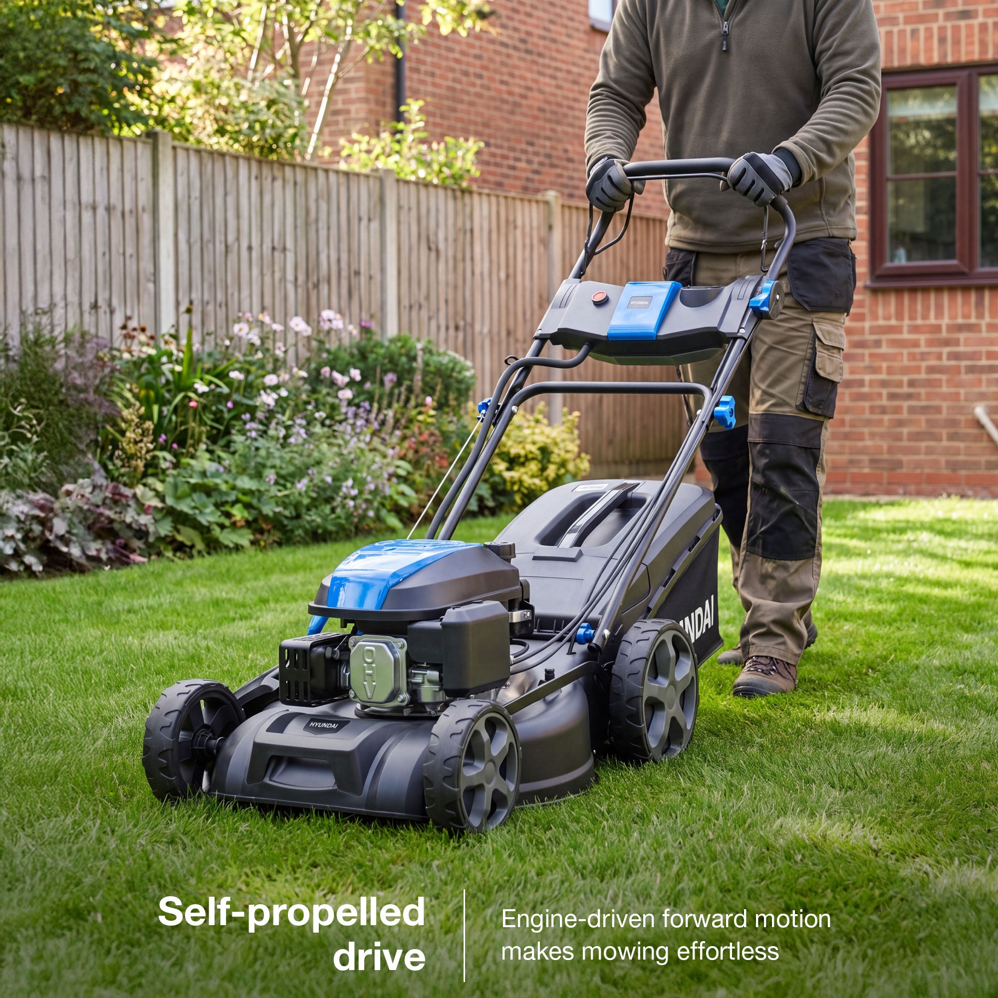 Hyundai 18" / 46cm Self-Propelled Petrol Lawnmower, Electric Start, 139cc | HYM18150SPEX