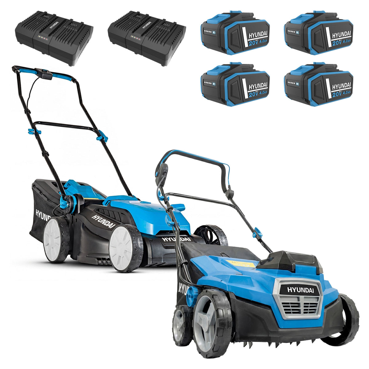Hyundai 2x20V 38cm Lawnmower and 38cm Scarifier Kit