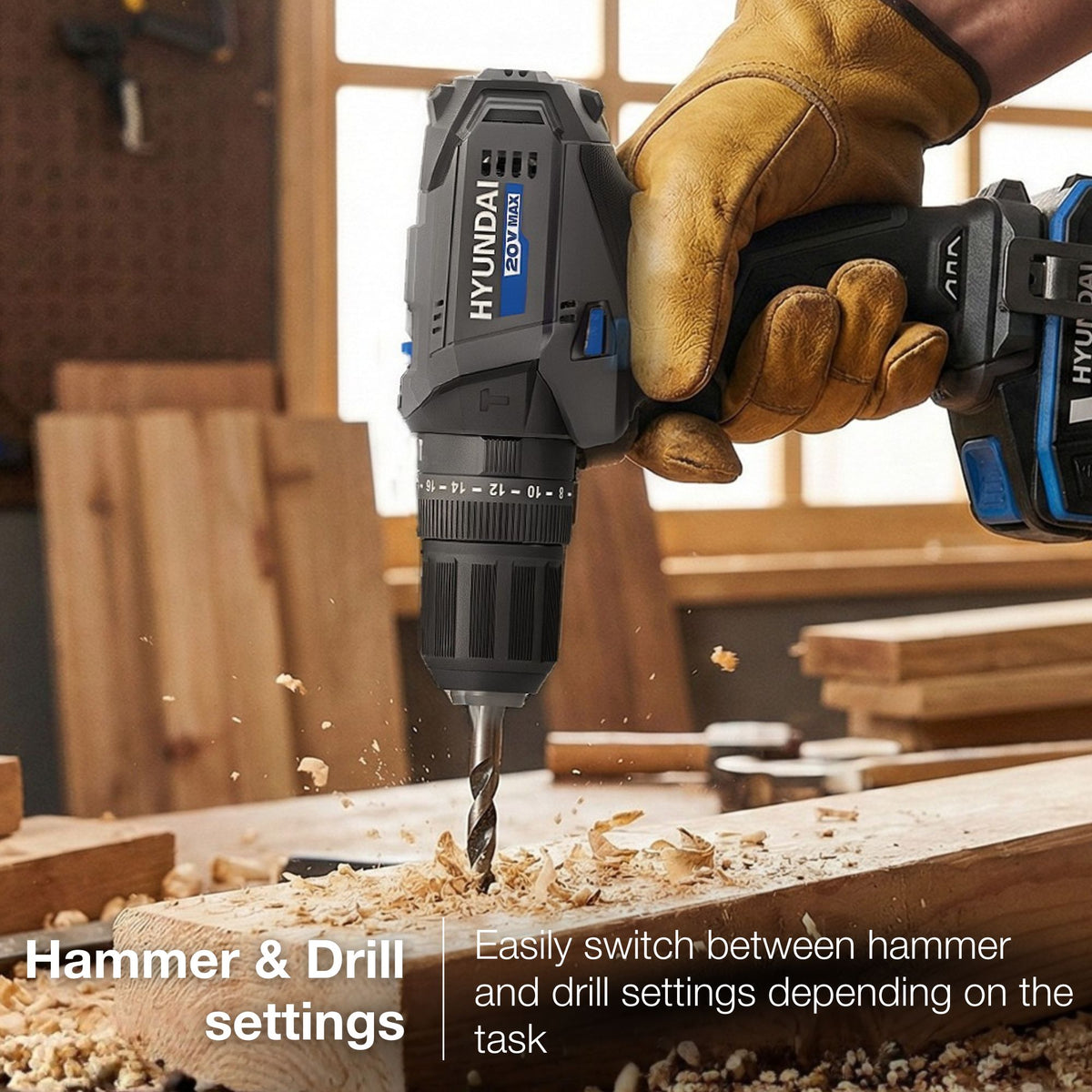 Hyundai 20V 50Nm Hammer Drill and 700Nm Impact Wrench Kit