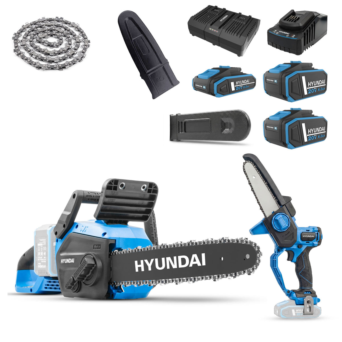 Hyundai 14in and 6in Brushless Cordless Chainsaw Kit
