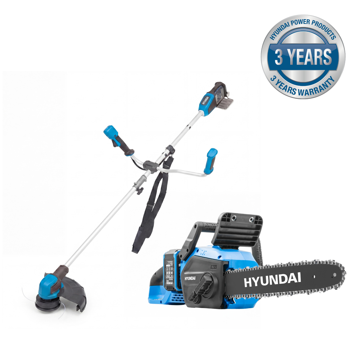 Hyundai 2x20V 14in Brushless Chainsaw and Brush Cutter Kit