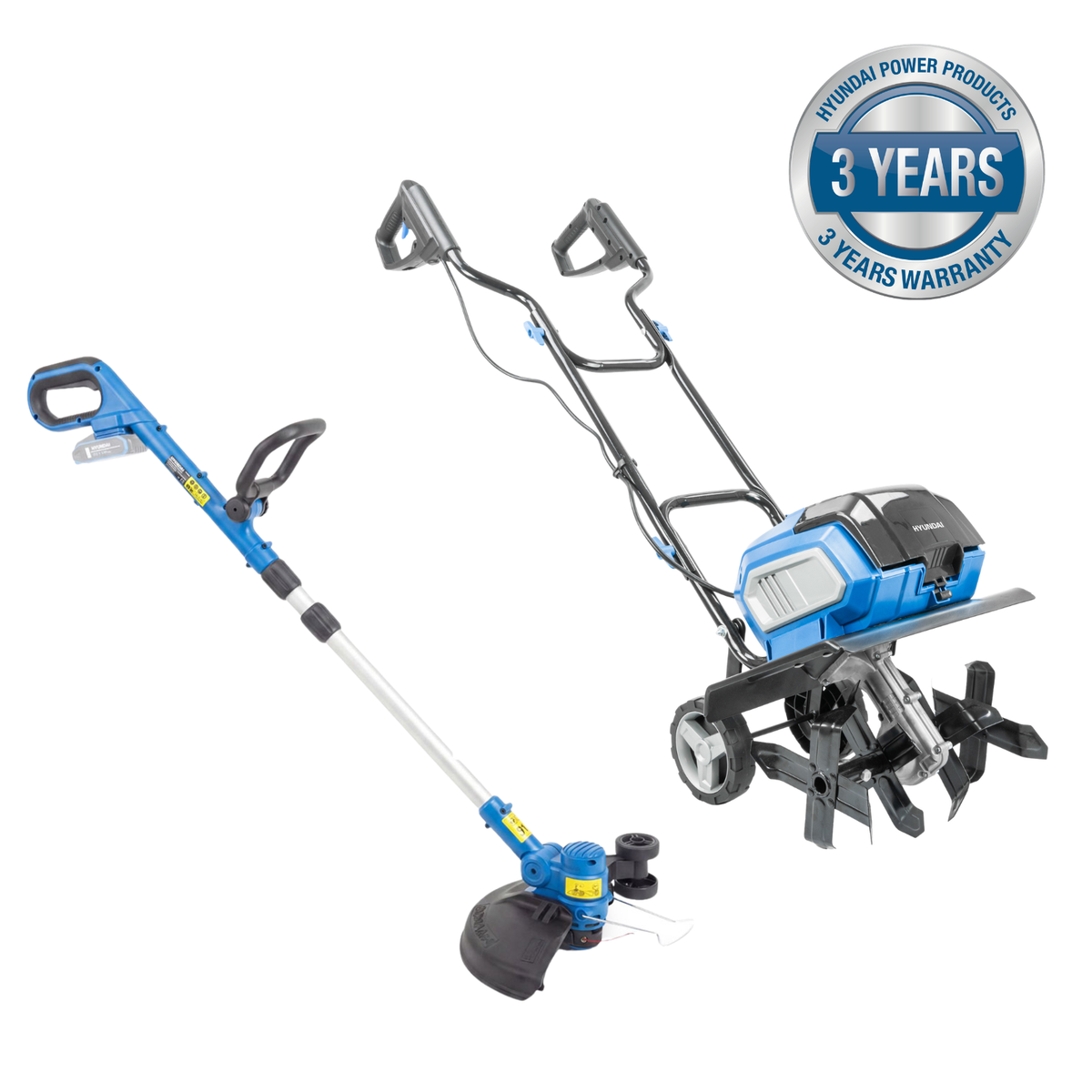 Hyundai 36cm Cordless Tiller and 30cm Grass Trimmer Kit