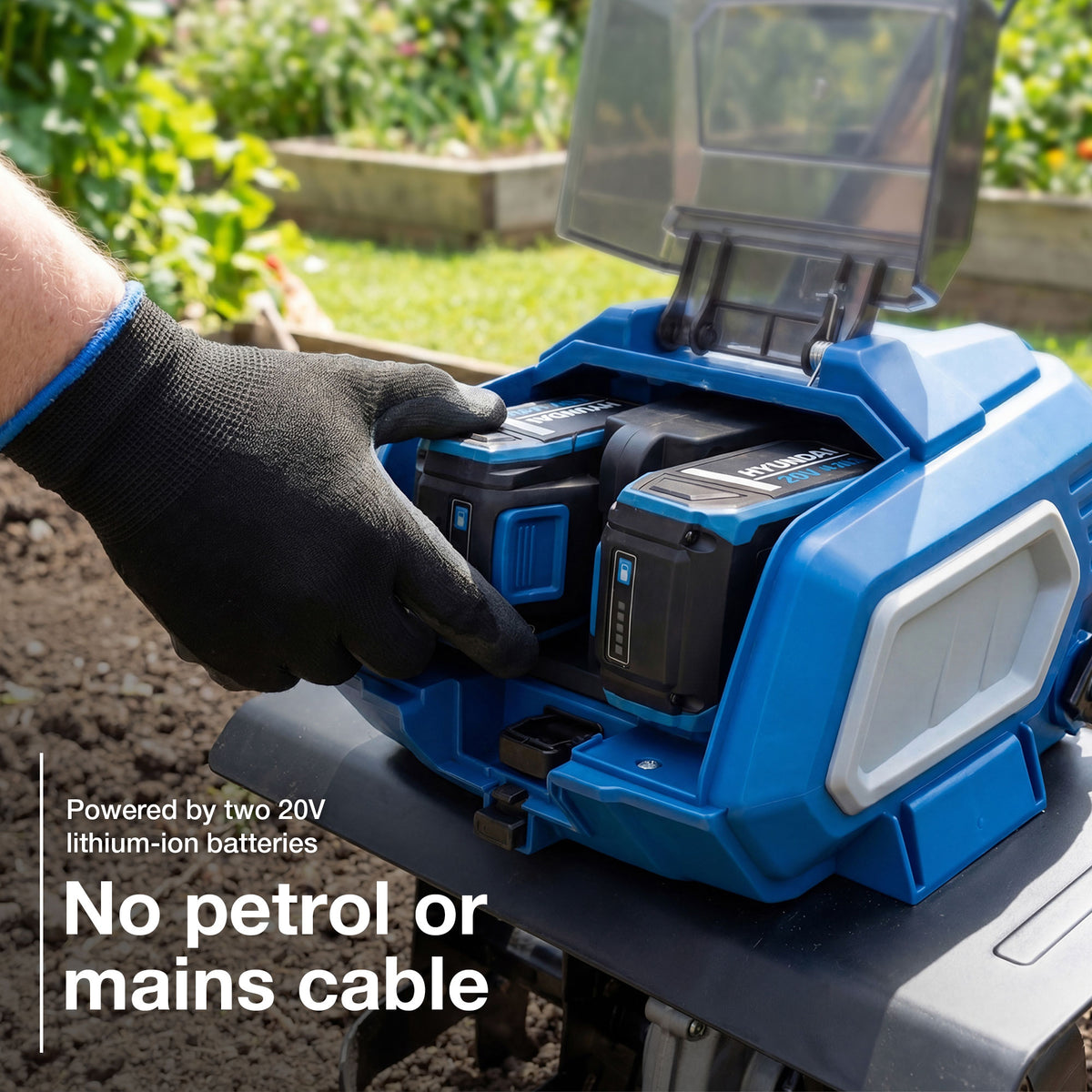 Hyundai 36cm Cordless Tiller and 30cm Grass Trimmer Kit