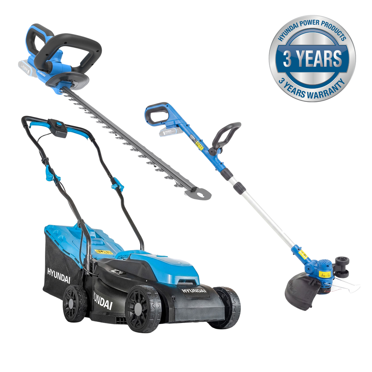 Hyundai 20V Lawnmower, Grass Trimmer and Hedge Trimmer Kit