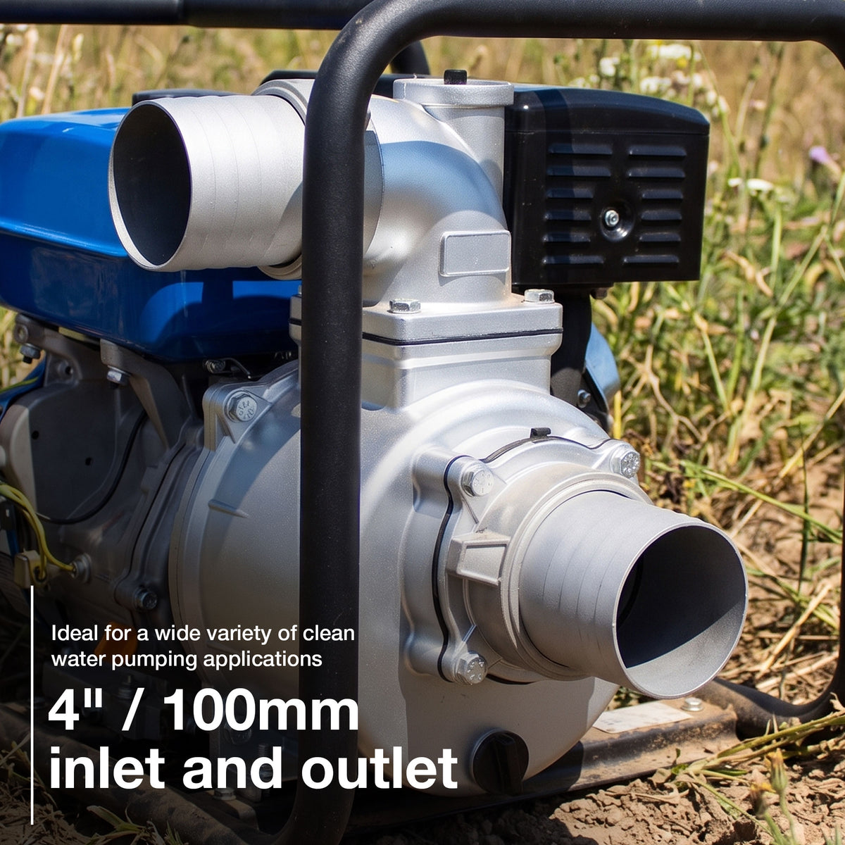 Hyundai 100mm 4" Petrol Clean Water Pump, 20m Total Head, 7m Lift, 1250L/min Flow Rate| HY100