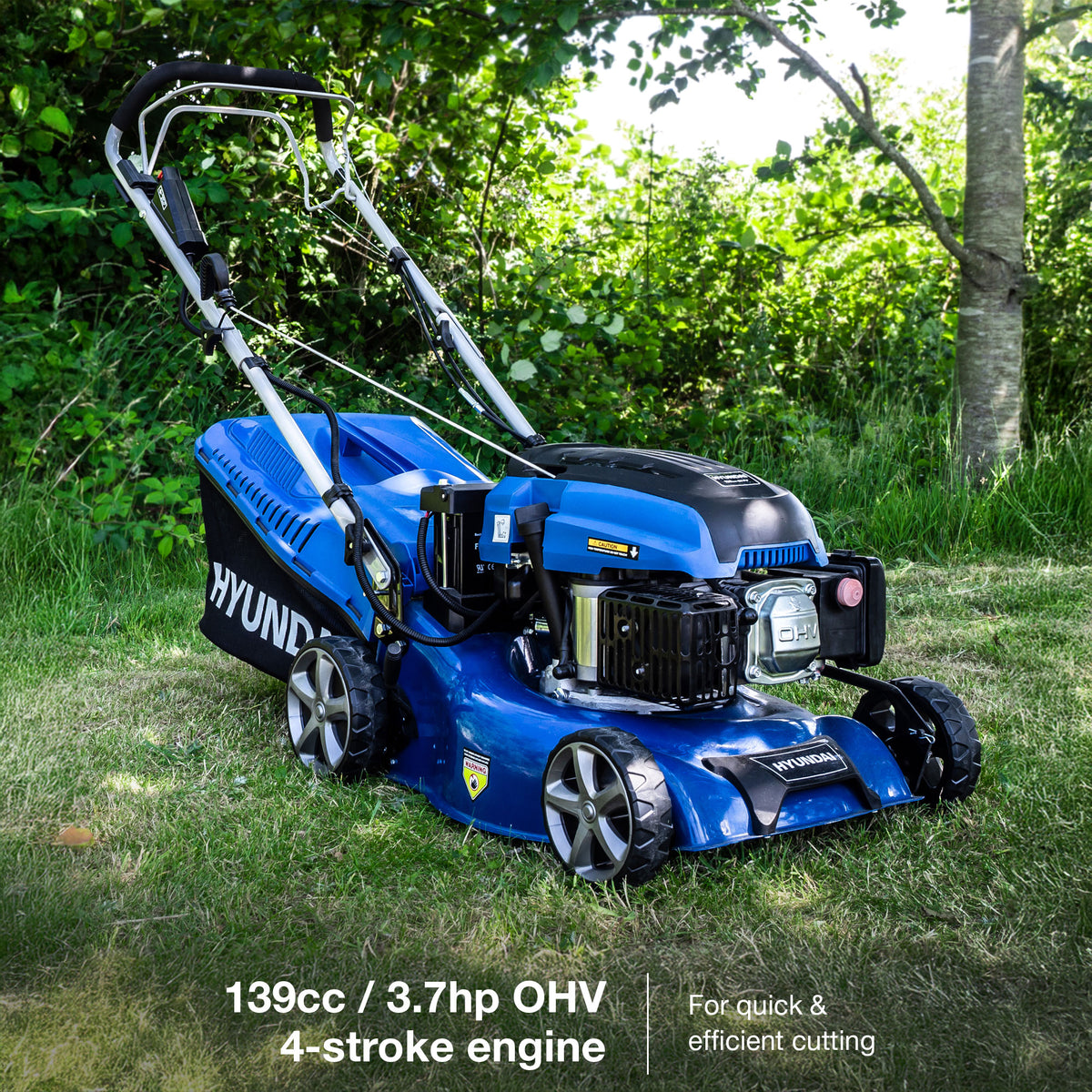 Hyundai 17"/42cm 139cc Electric-Start Self-Propelled Petrol Lawnmower | HYM430SPE