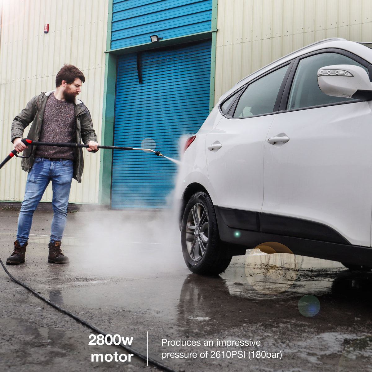 Hyundai 2610psi 180bar Hot Pressure Washer, 110°C 2.8kW Commercial Triplex Power Jet Washer | HY155HPW-1